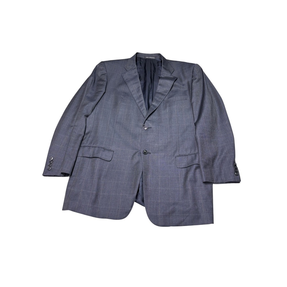 Ermenegildo Zegna Trofeo Blue Glen Plaid Wool Blazer Saks Switzerland Mens 46L